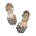 thumbnail image 2 of LoyisViDion Toddler Shoes Clearance Baby Girl Kids Pearl Rhinestones Soft Shoes Anti-Slip Sole Dance Performance Sandals Green 5-6Years, 2 of 6
