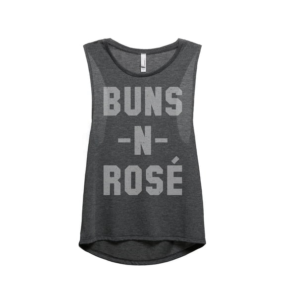 Thread Tank Buns N Rose Women's Sleeveless Muscle Tank Top Charcoal Medium