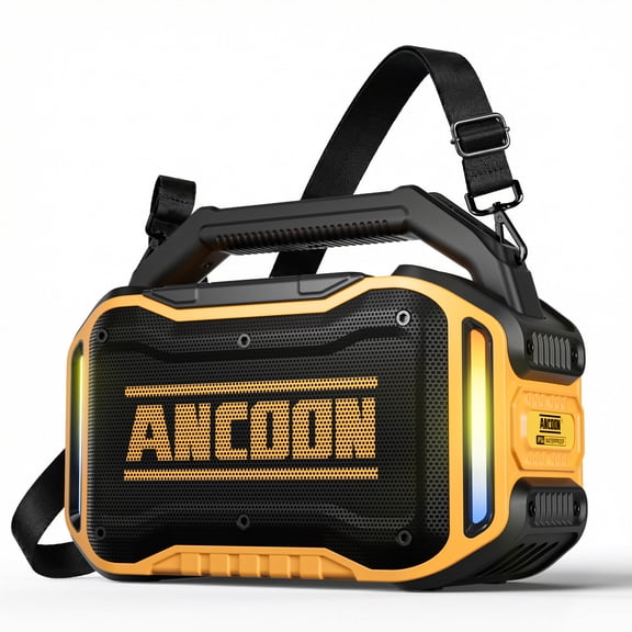 Speakers Bluetooth Wireless: 80W(Peak) Loud Speaker with Bass, 20H Playtime, IPX6 Waterproof, Large Jobsite Speakers for Work, Outdoor, Workshop, Garage, Portable Speaker with TWS (Yellow)