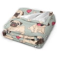 thumbnail image 2 of Cute Pug Blanket Flannel Fleece Throw Blanket Kawaii Stuff for Bed Couch Sofa Chair 80"X60", 2 of 6