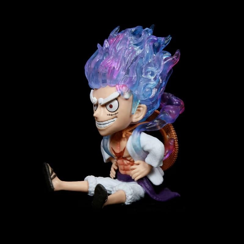 Newly Luffy Figure Q Version Sitting Nika Fifth Gear Luffy Action Figures 13cm/5.1inch PVC Character Figurine Cosplay Model Decoration Anime Gift (C)