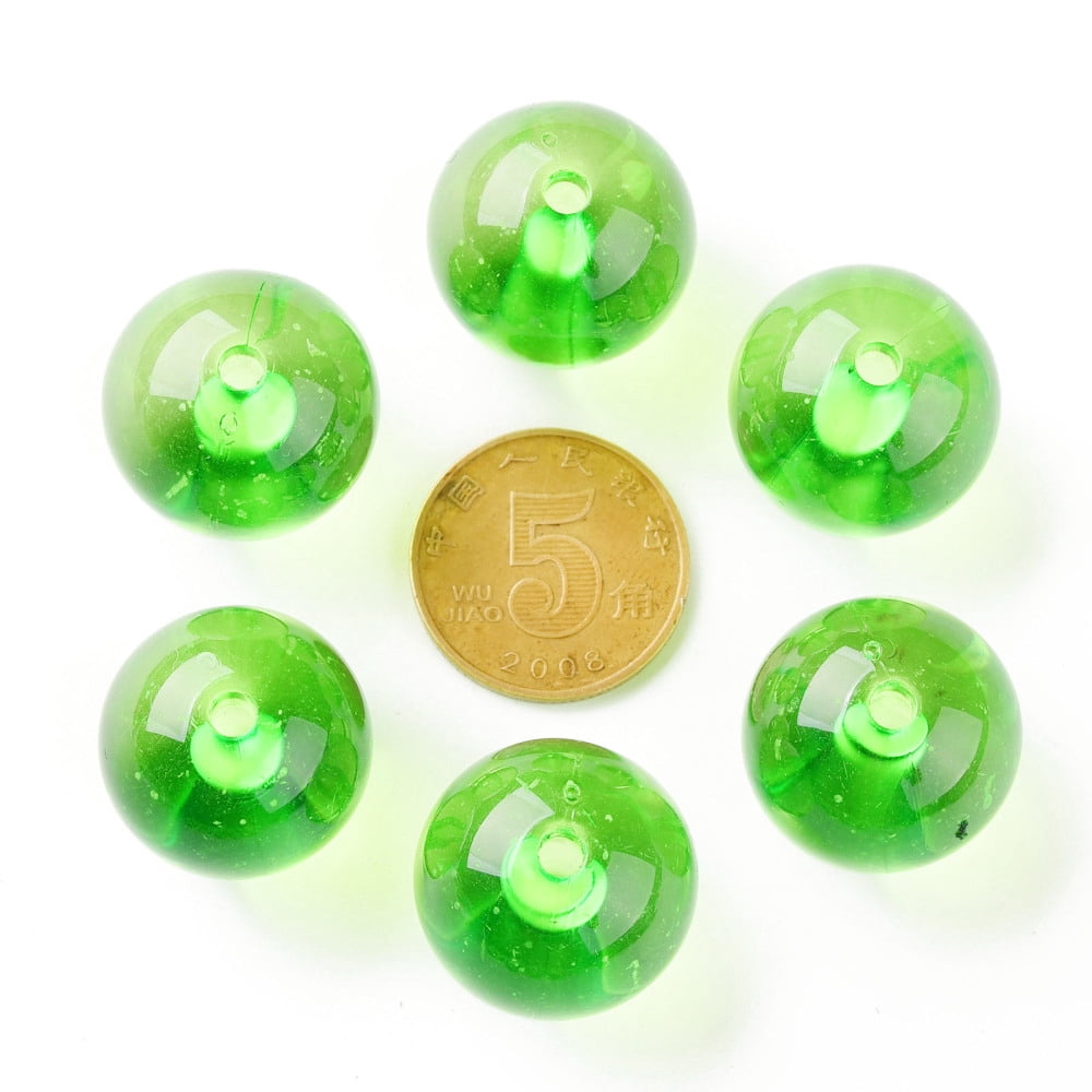 Transparent Acrylic Beads Round Lawn Green 20x19mm Hole: 3mm 111pcs/500g
