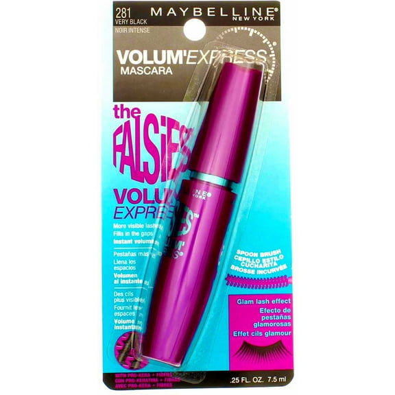 Maybelline Volum' Express The Falsies Spoon Brush Washable Mascara, Very Black [281], 0.25 oz