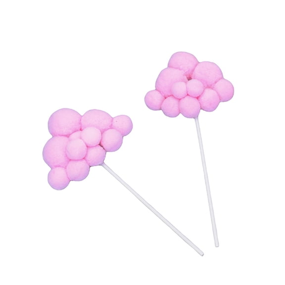 OULII Pink Woolen Yarn Party Cake Picks for Cupcake and Cake Decor 5Pcs