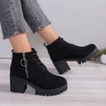 thumbnail image 4 of Fanxing Chunky Block Boots 2025 Platform Boots for Women, Heeled Combat Boots Chunky Heel Booties Round Toe Lace Up High Heel Ankle Boots Deals, 4 of 6