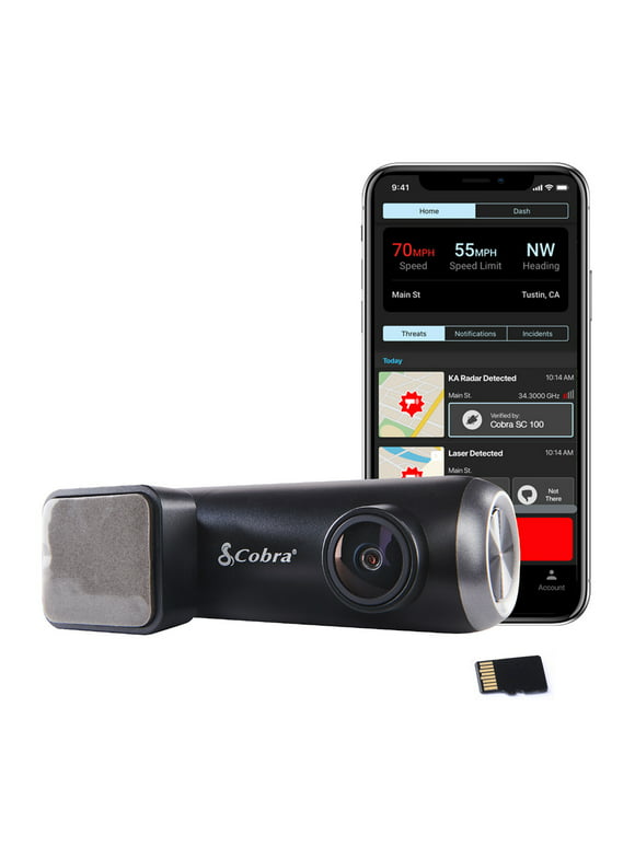 Cobra SC 100 1080P Dash Cam: Live Alerts, Apple CarPlay / Android Auto Compatible Dash Camera