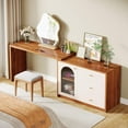 thumbnail image 3 of Tribesigns Coiffeuse Moderne, Coiffeuse en Bois pour Chambre, Noyer, 3 of 5