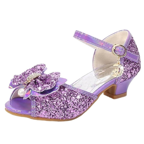 DeHolifer Girl's Princess Sandals Kids Girls Wedding Shoes High Heels Dress Shoes Glitter Princess Shoe For Girls