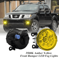 Pair Round LED Fog Lights for Nissan Frontier 2005-2017, 55W 3500K Amber Yellow Off-Road Lamps Black Front Bumper LED Fog Lights