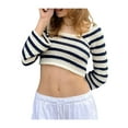 thumbnail image 4 of Liacowi Women Long Sleeve Crop Top Crochet Knit Hollow Out Pullover Vintage Summer Fall Sweater, 4 of 9