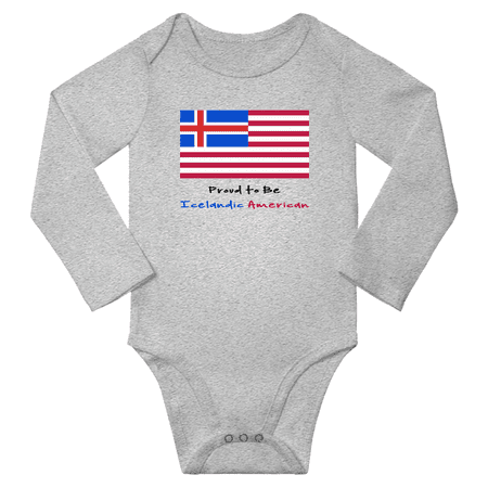 

Proud to be Icelandic American Baby Long Slevve Bodysuit (Gray 6-12 Months)