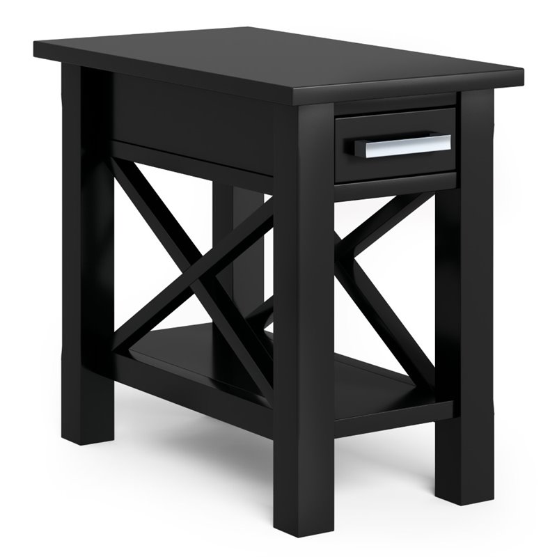 Simpli Home Kitchener Solid Wood Narrow Side Table in Black Walmart