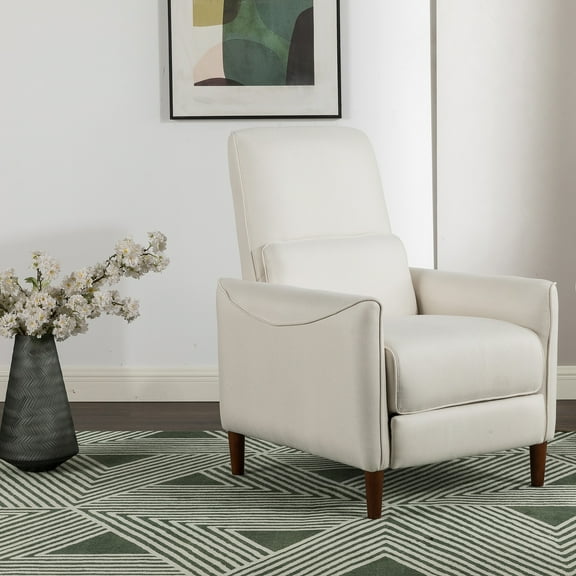 LiviNest Push Recliner Chair: Small Space Upholstered Fabric Lounge Chair - High Back Comfort with Extendable Footrest & Rubber Wood Legs for Compact Apartments & Living Rooms