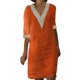thumbnail image 1 of Vestido de mujer con cuello en V, costuras de encaje y manga media: vestido ligero y casual de verano con diseño clásico, 1 of 4