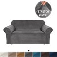 thumbnail image 1 of H.VERSAILTEX 1-Piece Luxury Velvet Loveseat Stretch Slipcover, Gray, 1 of 7