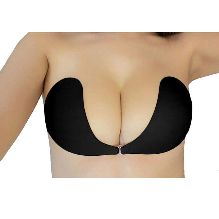 SAYFUT Women's Silicone Push-up Adhesive Bra U-Shaped Strapless Reusable Bra  Self Backless Dresses 