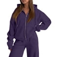 thumbnail image 4 of VV AVEORS Sweatsuits Women 2 Piece Outfit Zip Up Jacket Comfort Jogger Set Fleece Hoodie And Sweatpants Set Matching Sweat Sets Purple S, 4 of 4