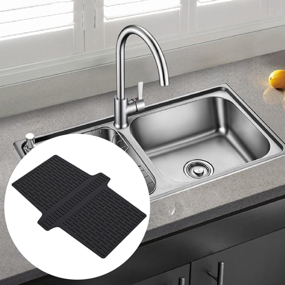 1 Nonslip Sink Saddle Mat Silicone Protector for Double Sink Divider Heat Resistant Drying Pad Kitchen Countertop Dishes