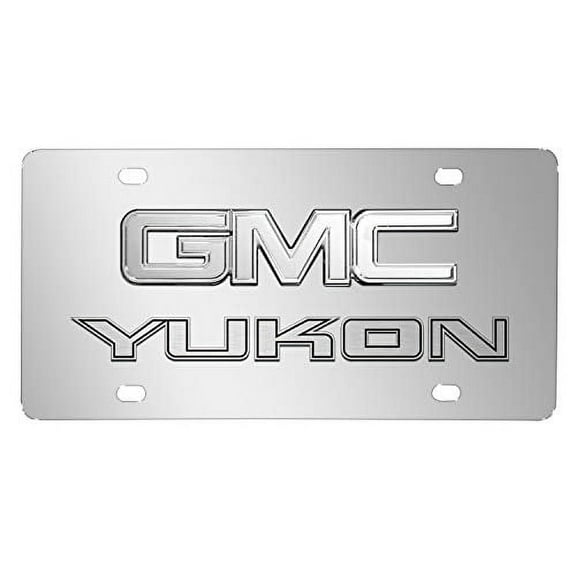 GMC Yukon 3D Dual Logo Mirror Chrome Stainless Steel License Plate