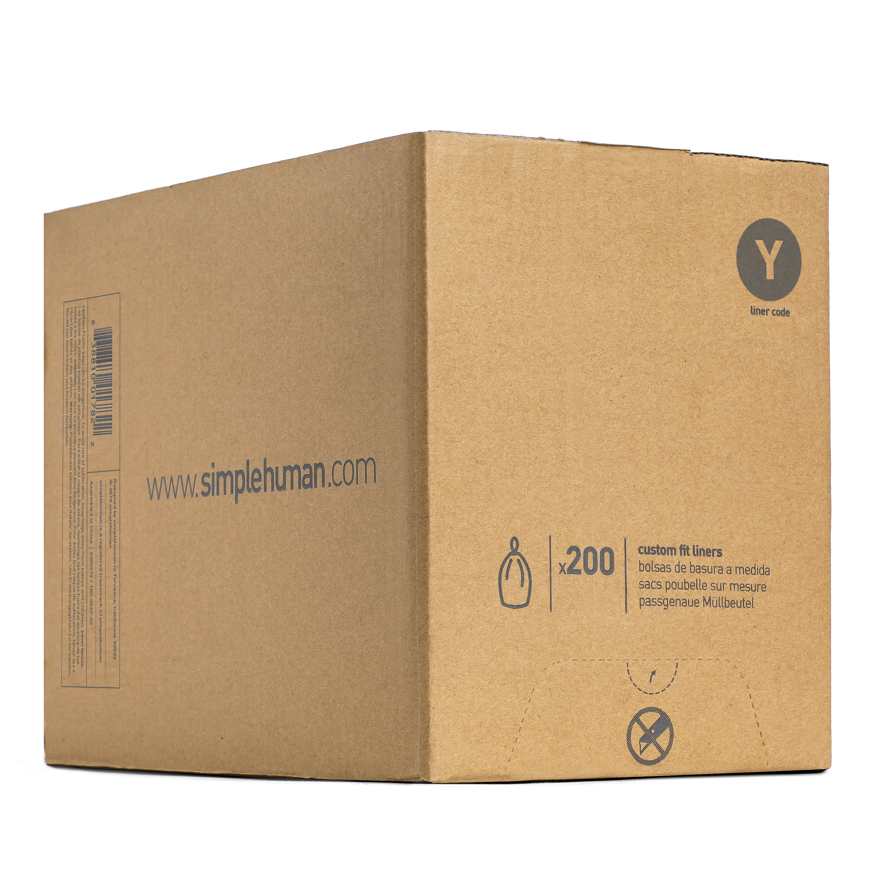 simplehuman Code V Custom Fit Drawstring Trash Bags in Dispenser Packs, 60  Count, 16-18 Liter / 4.2-4.8 Gallon, Clear