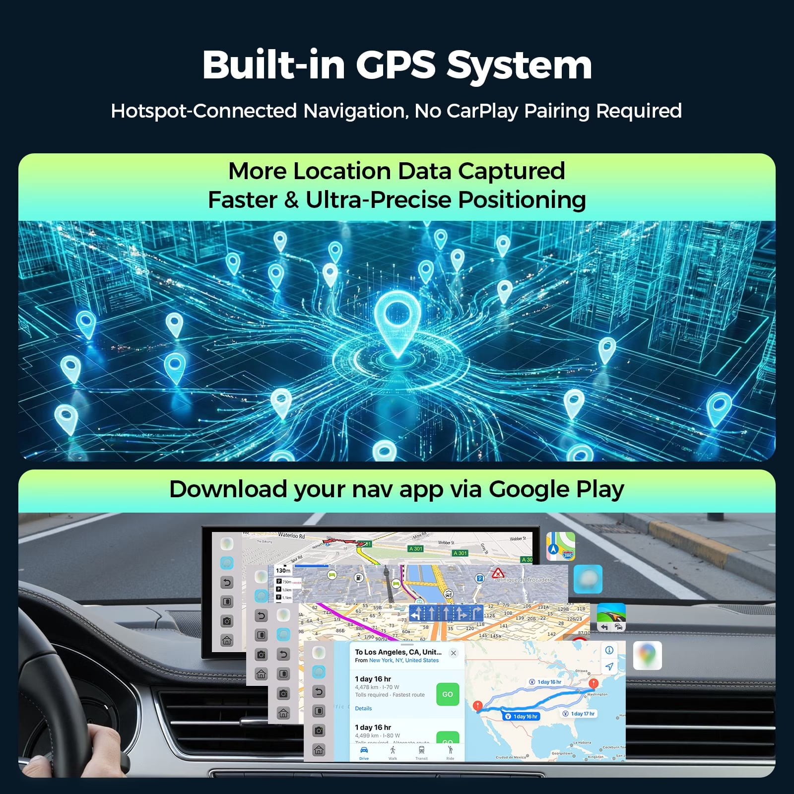 LAMTTO 11 AI CarPlay Screen with Play Store APP, Wireless Ca