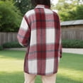 thumbnail image 4 of Jxximdong Fashion Coat for Women, Plush Coat Long Sleeve Plaid with Pocket Loose Coat, Women's Coats Red, 4 of 7