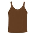 thumbnail image 5 of Women's Double Lined Basic Tank Top Adjustable Spaghetti Straps Sleeveless Camisole Shirts Coffee 2XL, 5 of 7