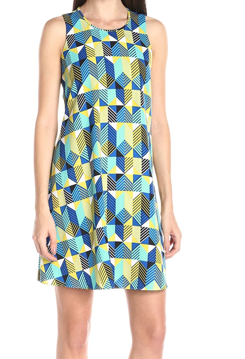 Calvin Klein calvin klein new blue geometric printed dress women's
