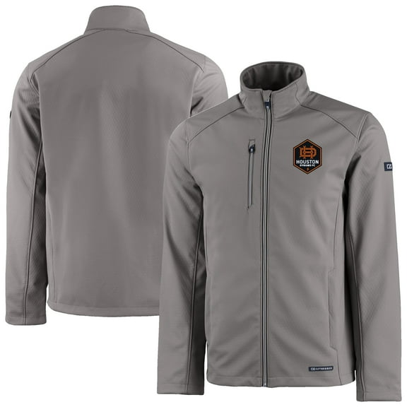 Men's Cutter & Buck  Gray Houston Dynamo FC Evoke Eco Softshell Recycled Full-Zip Jacket