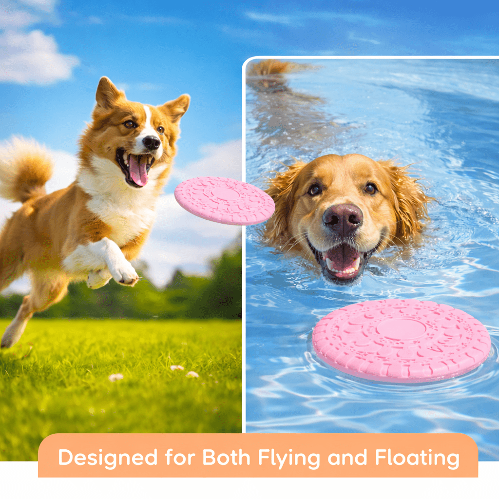 Pawmelo TPR Dog Flying Disc 3-Pack, 8.98" Soft Fetch Frisbee, Floats in Water (Blue/Yellow/Pink)