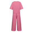 thumbnail image 5 of GILIGEGE Linen Sets for Women 2 Piece Summer Cotton Linen Set for Women Loose Outfits Short Sleeve Top Wide Leg Long Pants Suit Solid Matching Sets Wide Leg Pants Tracksuit Lounge Matching Sets, 5 of 5