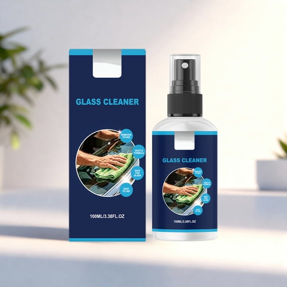 Car Glass Cleaner Spray, Windshield Window Cleaning Agent, Oil Film Remover, Streak-Free Auto Glass Care, 100ml Portable Spray for Cars and Home