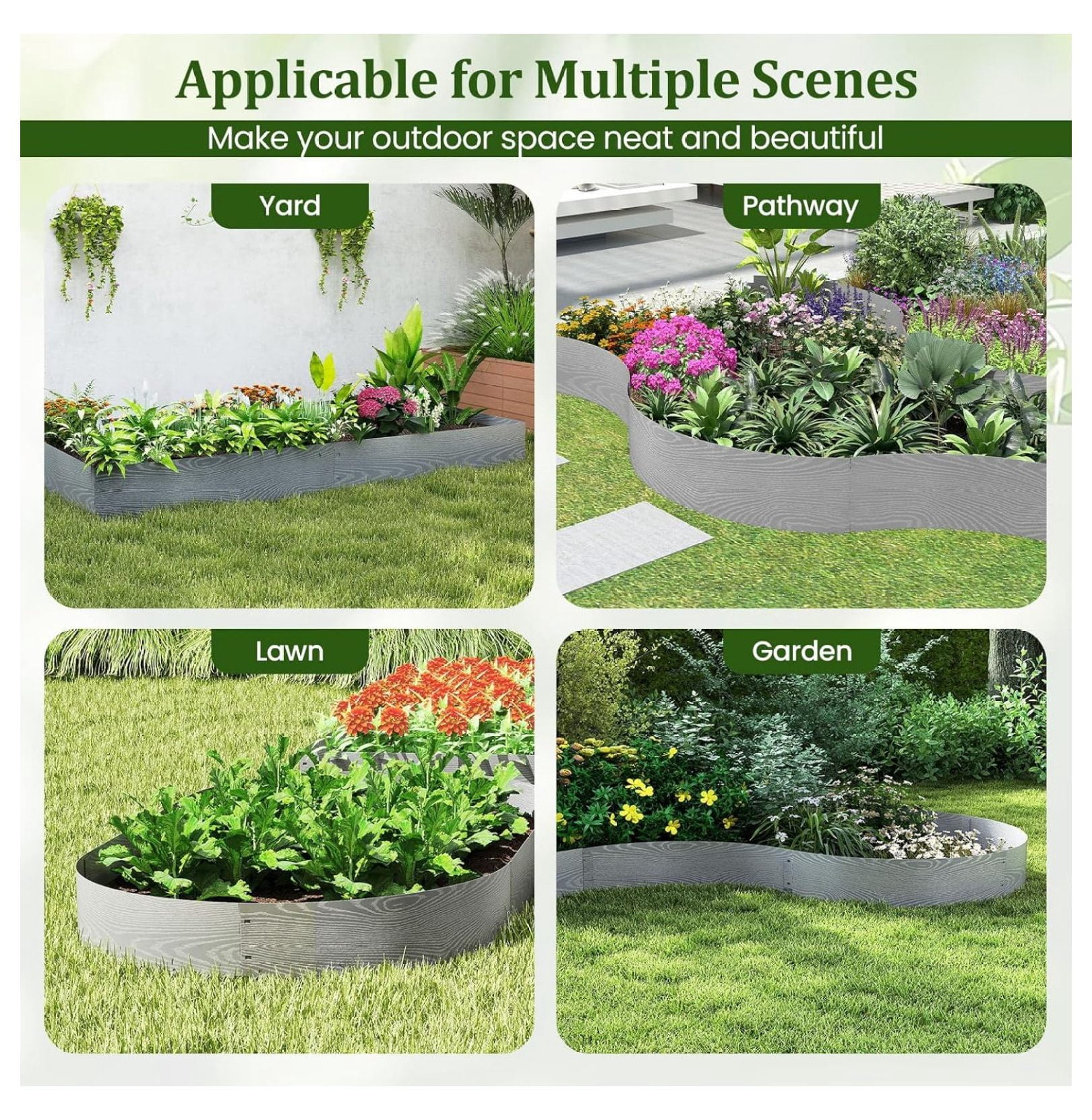 6 Pack Galvanized Steel Landscape Edging, 43.5" Lx8.5 H Heavy-Duty Metal Hammer-in Strips with Gloves, 20FT Garden Edging Border for Lawn Yard Flower Bed Paver Pathway