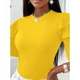 thumbnail image 4 of Womens Solid Color Round Neck Short Sleeve Elegant T-Shirt Summer Blouse For Women, 4 of 5