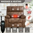 thumbnail image 4 of Massage and lumber heat Recliner Lounge with Remote Control,SEGMART PU Leather Rocking Chair w/Padded Seat Backrest,Side Pockets and Cup Holders for Home,Lounge, Psychotherapy Room, 4 of 7