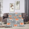 thumbnail image 4 of Forest Fox Pattern Blanket Cozy Animal Print Throw with Botanical Design, 4 of 9