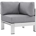 thumbnail image 6 of Modway Shore 5 Piece Outdoor Patio Aluminum Sectional Sofa Set in Silver Gray, 6 of 7