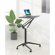 ApexDesk 28 Metal and Wood Mobile Pneumatic Laptop Rolling Desk in Black