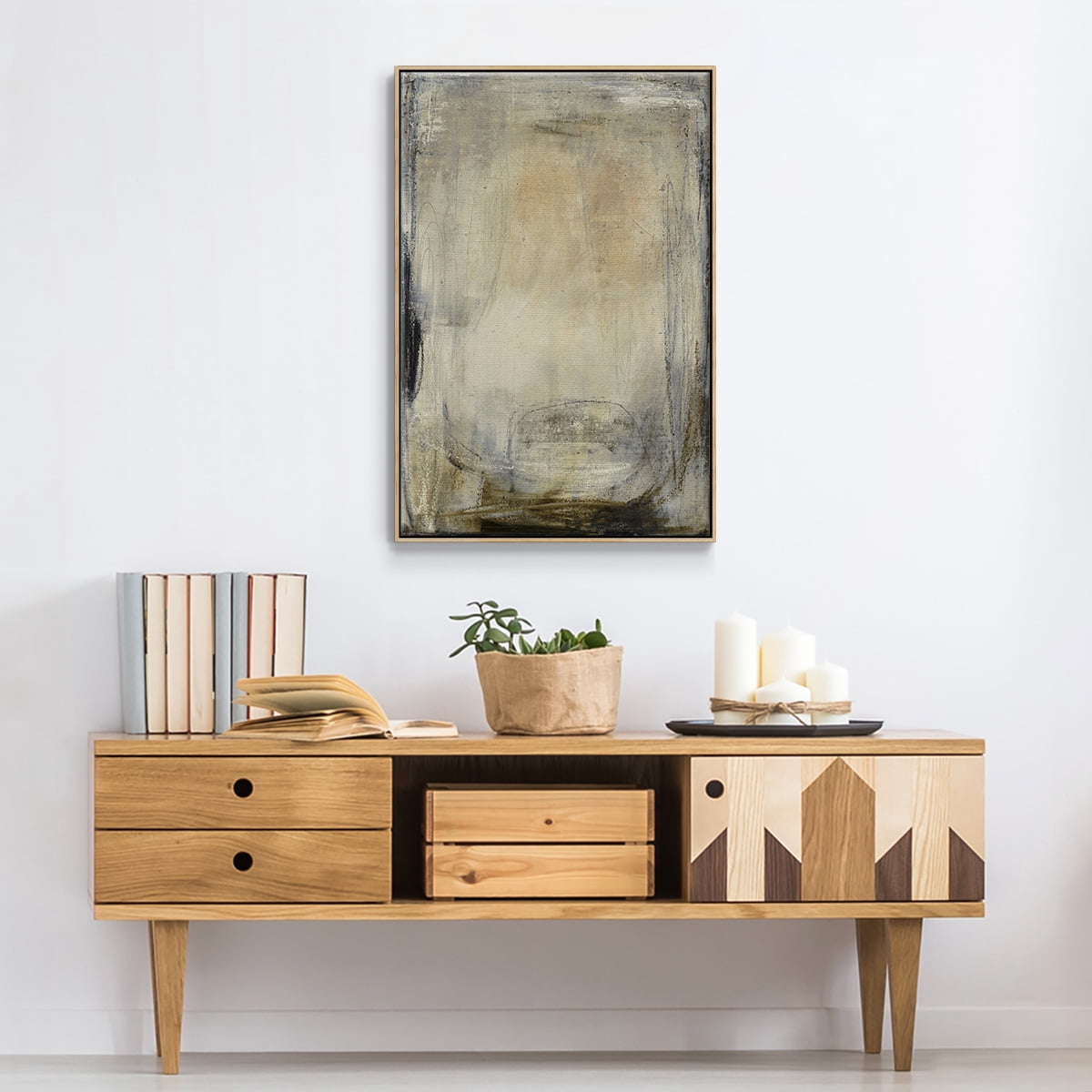 This is the Picture Framed Premium Gallery Wrapped Canvas - Ready to Hang - 27 x 41 - Natural Wood Floating Frame