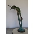 thumbnail image 3 of Nifao Large Frog Jumping Forward Bronze Statue on Marble – Home Decor Sculpture, 25"L x 15"W x 36"H, 3 of 11