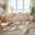 thumbnail image 3 of Design&I 8'x10' Washable Area Rug Sleek Flatweave Pet Friendly Abstract Flowing Ash Geometric Shapes Taupe Cream Inspired Berber for King Size Bedroom, Under Bed, 3 of 7