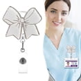 thumbnail image 2 of Pink Bow Badge Reel Retractable | Cute ID Badge Holder with Alligator Clip for Nurse, Medical Worker, Nursing Student, Teacher | Fun & Personalized Design, 2 of 9