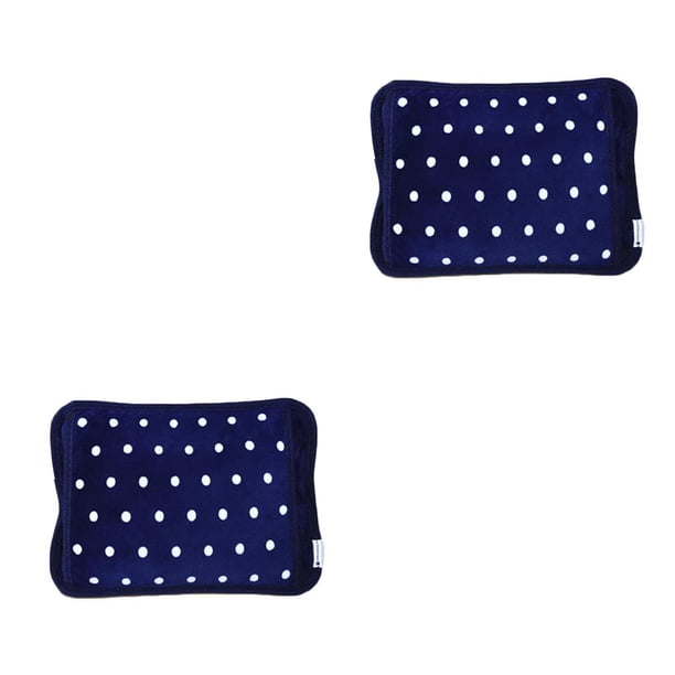 Inteprter Bolsa de agua caliente Dot, calentador de manos eléctrico de invierno, botella de agua caliente, bolsa de agua caliente de terciopelo a prueba punto azul profundo 2piezas Inteprter CBP049563