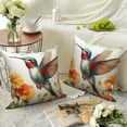 thumbnail image 6 of Watercolor Bird Throw Pillow Covers 18x18 Set of 2,Spring Hummingbird Flowers Pillowcases for Sofa Couch Living Room, 6 of 6