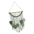 thumbnail image 2 of Tapiz de hojas para colgar en la pared, tapiz bohemio con borlas, hermoso tapiz moderno hecho a mano. Verde, 2 of 9