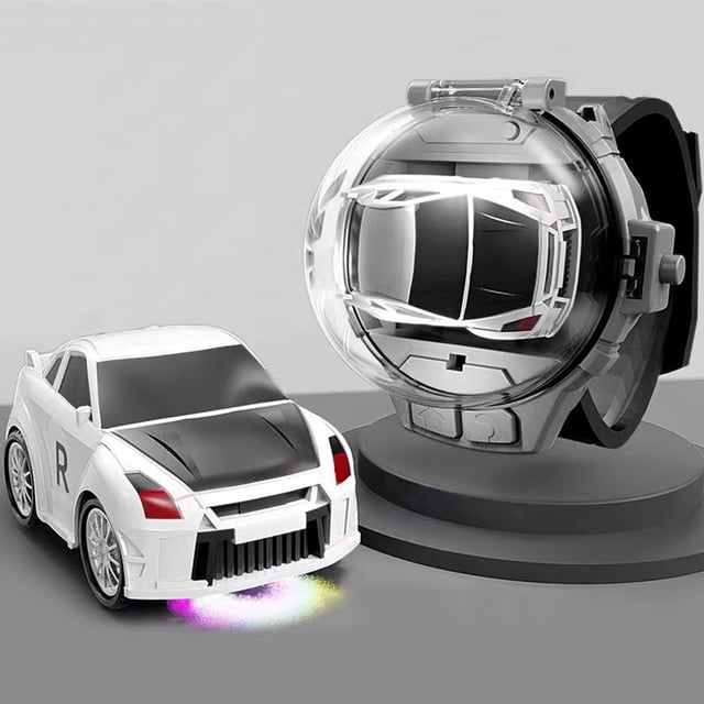 Remote Control Car 2.4GHz USB Rechargeable Watch RC Racing Car with Light Mini Cartoon Electric Wrist Racing Car Model Toy Interactive Game Toys for Toddlers Aged 3+