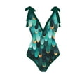 thumbnail image 2 of Gibobby Trajes de Baño para Mujer Traje de baño de 1 pieza para mujer + 1 pieza para cubrirse Traje de baño de dos piezas con estampado vintage Monokini (Verde,XL), 2 of 3