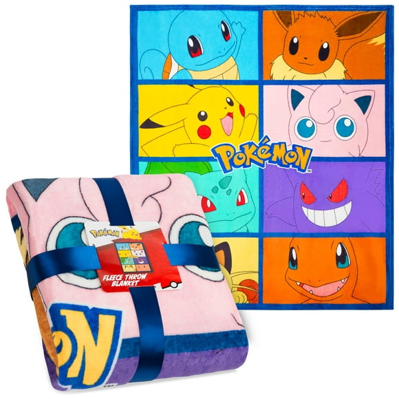 Cama de forro polar suave con diseño de Pokémon, 130 x 150 cm, para niños y adolescentes