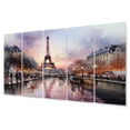 thumbnail image 2 of Designart "Twilight Rendezvous in Paris Pink Romance III" City Paris Metal Wall Decor Set, 2 of 5