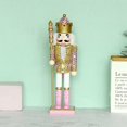 thumbnail image 2 of Christmas Wood Pink King Nutcracker Soldier Ornament 30cm Size Kids Gift, 2 of 5